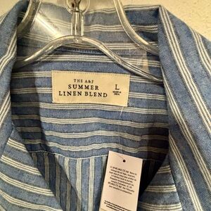 Abercrombie & Fitch Blue Striped Summer Linen Blend Shirt